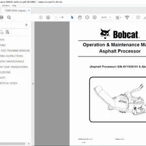 Bobcat Asphalt Processor O&M Manual PDF - PDF DOWNLOAD