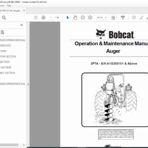 Bobcat Auger 6904721 Operator’s & Maintenance Manual – PDF Download