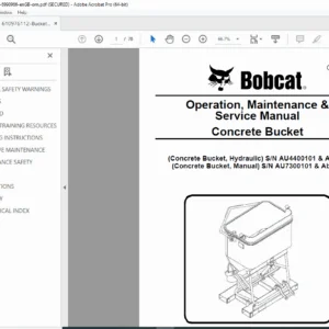Bobcat Concrete Bucket Operation & Maintenance Manual – PDF Download