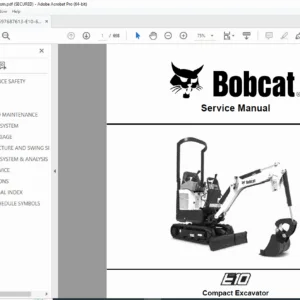 Bobcat E10 Compact Excavator Service Manual  PDF Download