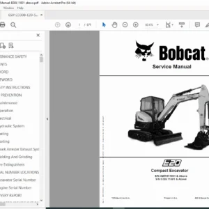 Bobcat E20 Compact Excavator Service Manual  – PDF Download