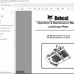 Bobcat Landscape Rake LR 5B 6B O&M Manual PDF