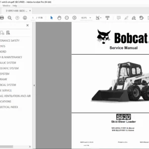 Bobcat S630 Skid-Steer Loader Service Repair Manual – PDF Download