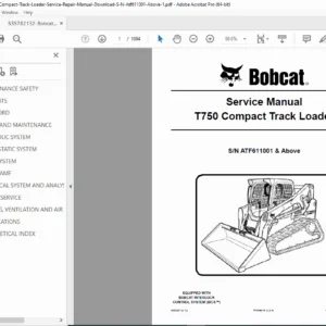 Bobcat T750 Compact Track Loader Service Repair Manual – PDF Download