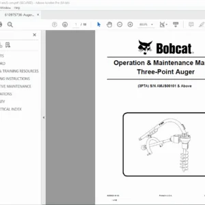 Bobcat Three-Point Auger 6989533 Operation & Maintenance Manual – PDF