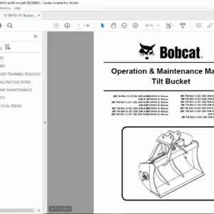 Bobcat Tilt Bucket Operation & Maintenance Manual CLS Series – PDF Download