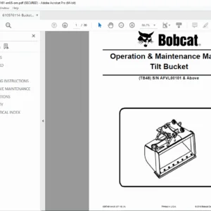 Bobcat Tilt Bucket TB48 Operation Maintenance Manual PDF