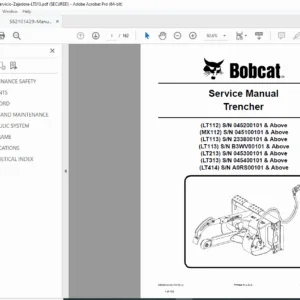 Bobcat Trencher LT313 LT113 LT213 LT414 Service Manual – PDF Download