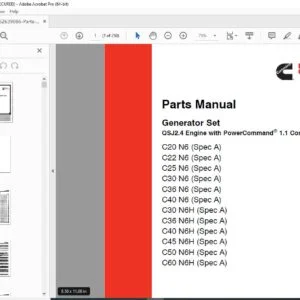 Cummins C20 N6 – C60 N6H Generator Set Parts Manual - PDF