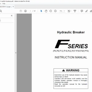 Furukawa F Series Hydraulic Breaker Instruction Manual F6 F9 F12 F19 F22 F27 F35 F45 F70 – PDF