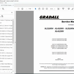 Gradall XL3100V, XL4100V, XL5100V, XL4130V Hydraulic Excavator Service Manual - PDF