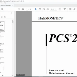 Haemonetics PCS2 Plasma Collection Service Manual PDF