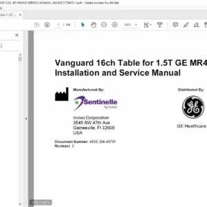 Invivo Sentinelle Breast Coil 1.5T  Vanguard 16-Channel Service Manual PDF Download