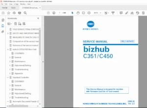Konica Minolta Bizhub C351 / C450 Service Manual PDF (Field Service Ver 2.0)