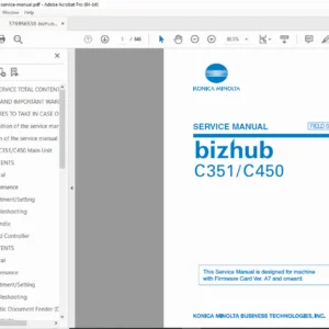 Konica Minolta Bizhub C351 / C450 Service Manual PDF (Field Service Ver 2.0)