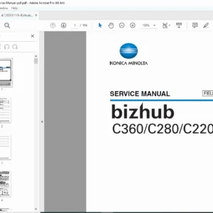 Konica Minolta Bizhub C360 C280 C220 Field Service Manual – PDF Download