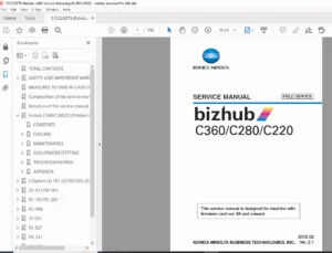 Konica Minolta Bizhub C360 / C280 / C220 Service Manual PDF