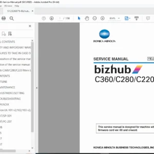 Konica Minolta Bizhub C360 / C280 / C220 Service Manual PDF