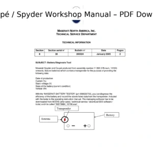 Maserati Coupé/Spyder Technical Service Bulletins & Workshop Manual MY2003–2006 PDF