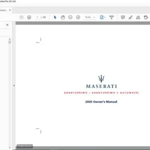 Maserati GranTurismo 2009 Workshop Service Manual – PDF Download