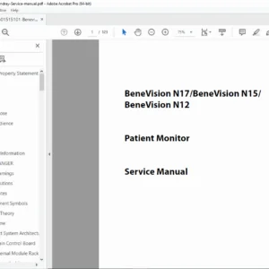 Mindray BeneVision N15 / N17 / N12 Patient Monitor Service Manual – PDF Download