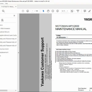 Motoman Yaskawa MPX2600 Robot Maintenance Manual – PDF