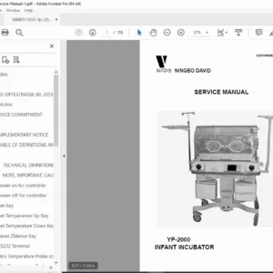 Ningbo David YP-2000 Infant Incubator Service Manual – PDF