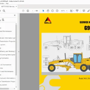 SDLG G9190 Motor Grader Service Manual – PDF Изтегляне