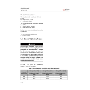 Sany HBT6013C-5S Concrete Pump Operation & Maintenance Manual - PDF