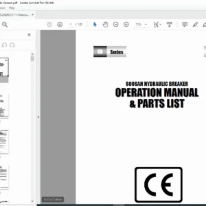 Soosan Hydraulic Breaker Operation Manual & Parts List SSBB Series – PDF
