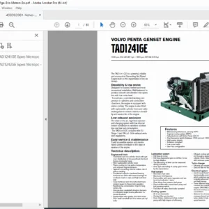 Volvo Penta TAD1241GE Genset Diesel Engine Manual PDF