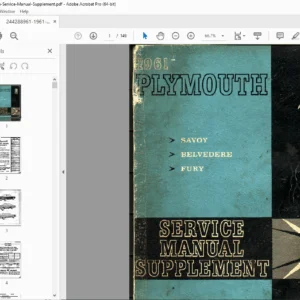 1961 Plymouth and Valiant Service Manual Supplement PDF