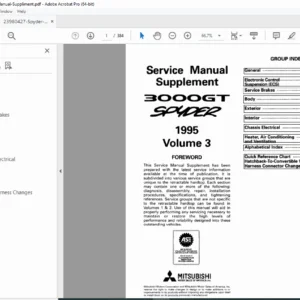 1995 Mitsubishi 3000GT Spyder SL VR4 Service Manual Supplement PDF Volume 3 PDF