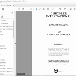 1998 Chrysler Voyager Service Manual PDF DOWNLOAD