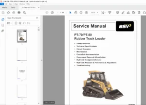 ASV PT-70 / PT-80 Rubber Track Loader Service & Repair Manual – PDF