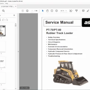 ASV PT-70 / PT-80 Rubber Track Loader Service & Repair Manual – PDF