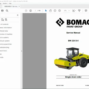 BOMAG BW220D-5 Single Drum Roller Service Manual PDF (Tier 3)