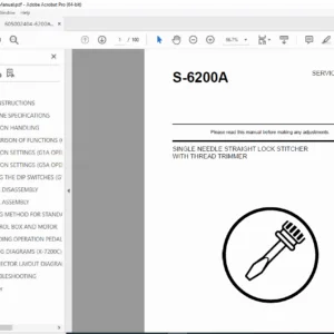 Brother S-6200A Service Manual – Single Needle Lockstitch + Thread Trimmer PDF