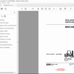Clark SF35-45 CMP40-50 Forklift Service Manual PDF