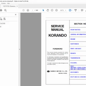 Daewoo Korando SUV Service Manual - PDF DOWNLOAD