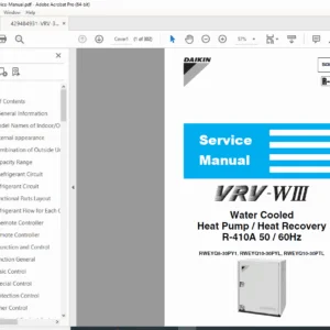 Daikin VRV Water Cooled Heat Pump / Heat Recovery (RWEYQ8–30) Service Manual – PDF