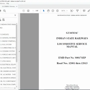 EMD GT46MAC Locomotive Service Manual – Engine & AC Traction PDF