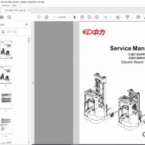 EP CQD16 CQD20 RVF RV Service Manual PDF Electric Reach Truck Forklift Repair - PDF