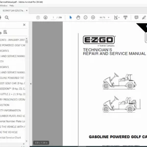EZGO Gasoline Golf Car Technician Repair and Service Manual - PDF