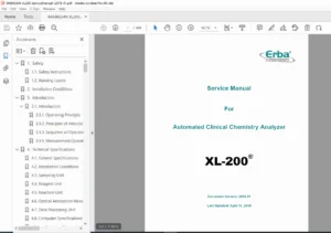Erba XL-200 Clinical Chemistry Analyzer Service Manual (v2018.01) PDF