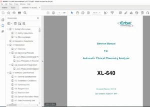 Erba XL-640 Service Manual PDF Clinical Chemistry Analyzer Repair Maintenance PDF