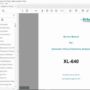 Erba XL-640 Service Manual PDF Clinical Chemistry Analyzer Repair Maintenance PDF