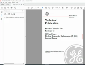 GE XR6000 Medical X-Ray Service Manual with Installation & Calibration Guide PDF