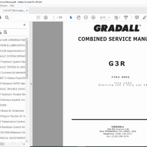 Gradall G3R Combined Service & Operator's Manual PDF