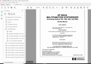 HP 8904A Multifunction Synthesizer Service Manual (Opts 001-004) PDF